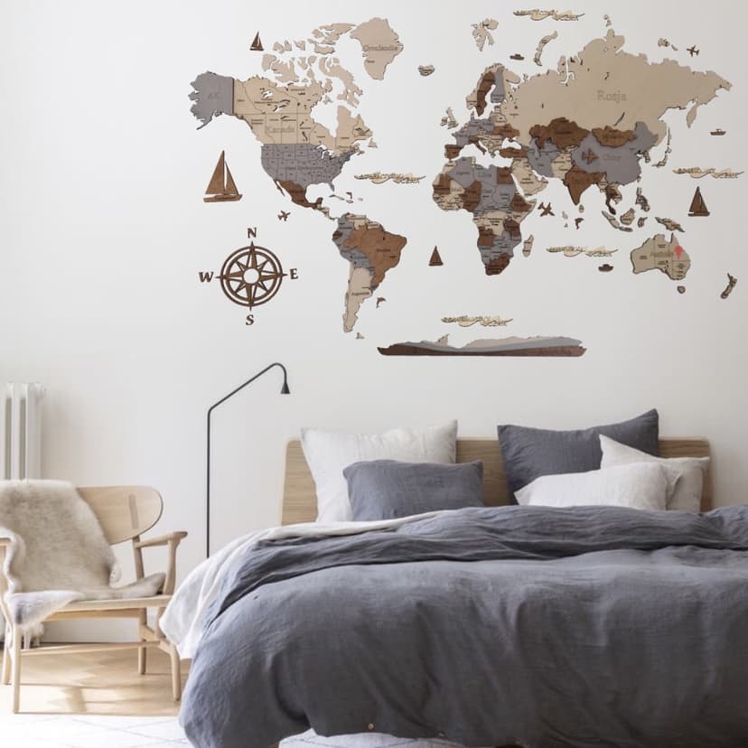 Stwórz Drewnianą Mapę Świata 3D - rozmiar S