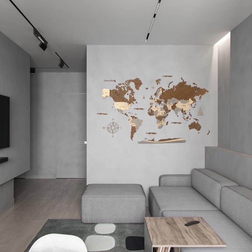 Stwórz Drewnianą Mapę Świata 3D - rozmiar M