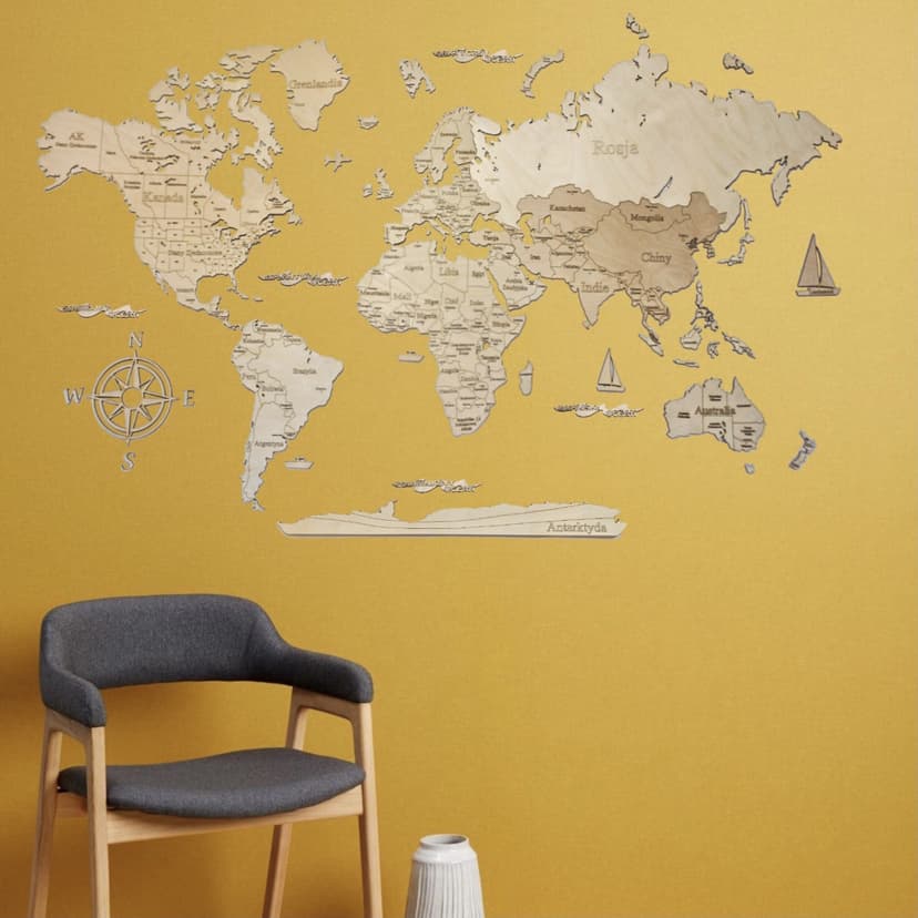 Stwórz Drewnianą Mapę Świata 2D - rozmiar S